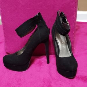 Black velvet high heels